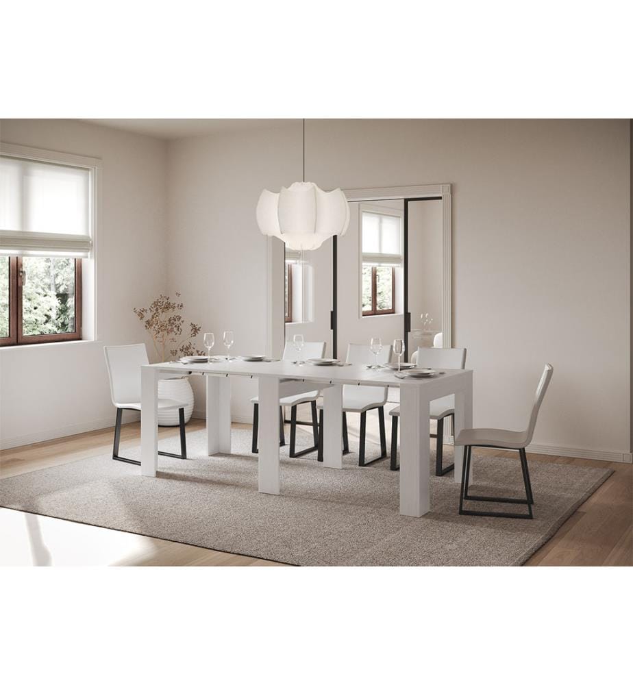 Console Extensible 90 x 25-211 cm Kiba - Blanc