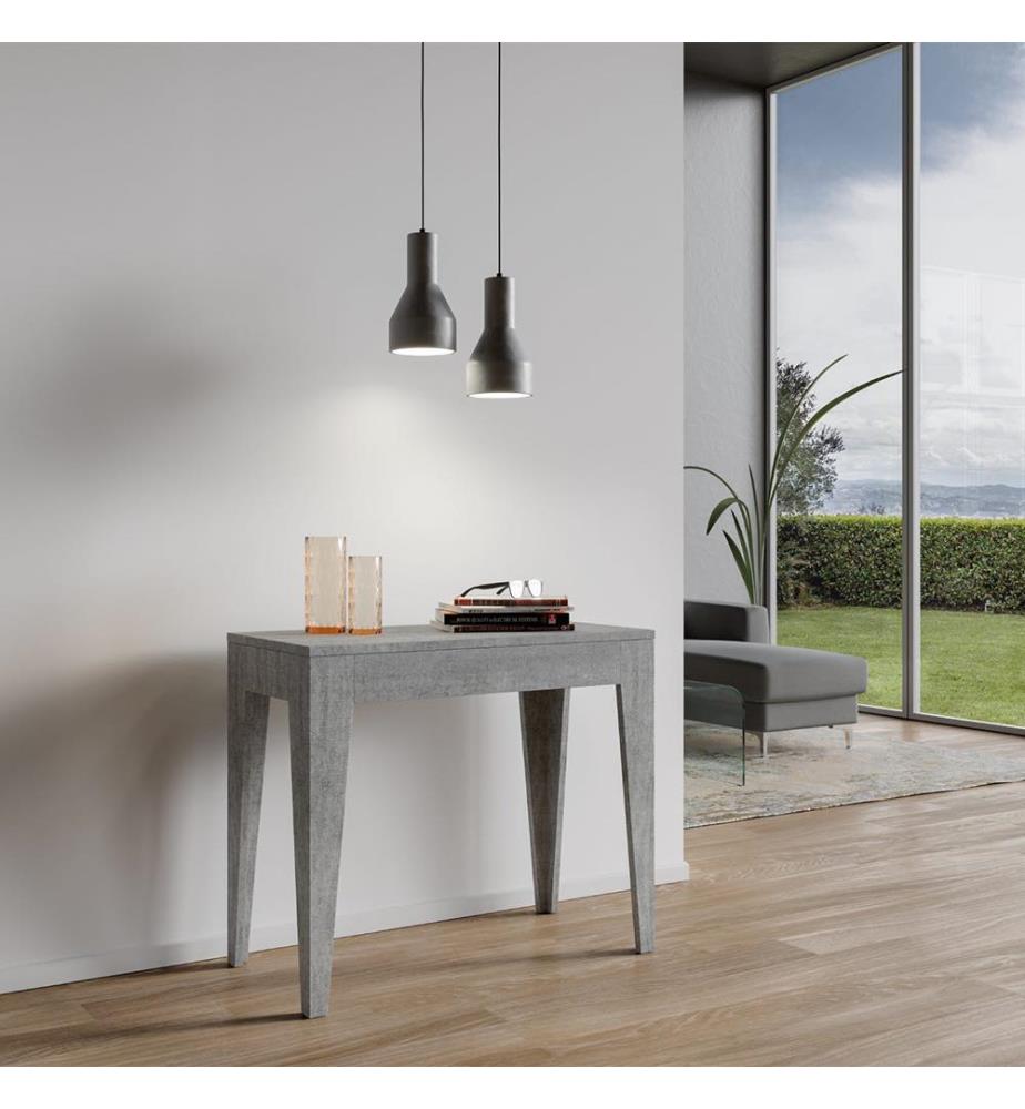 Console Extensible 90 x 42-198 cm Isotta Small - Gris Ciment
