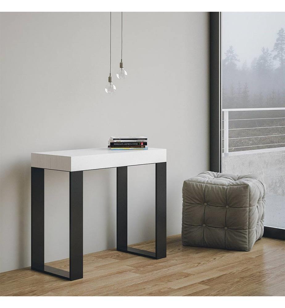 Console Extensible Tecno Small 40-196x90 cm - Blanc et Anthracite