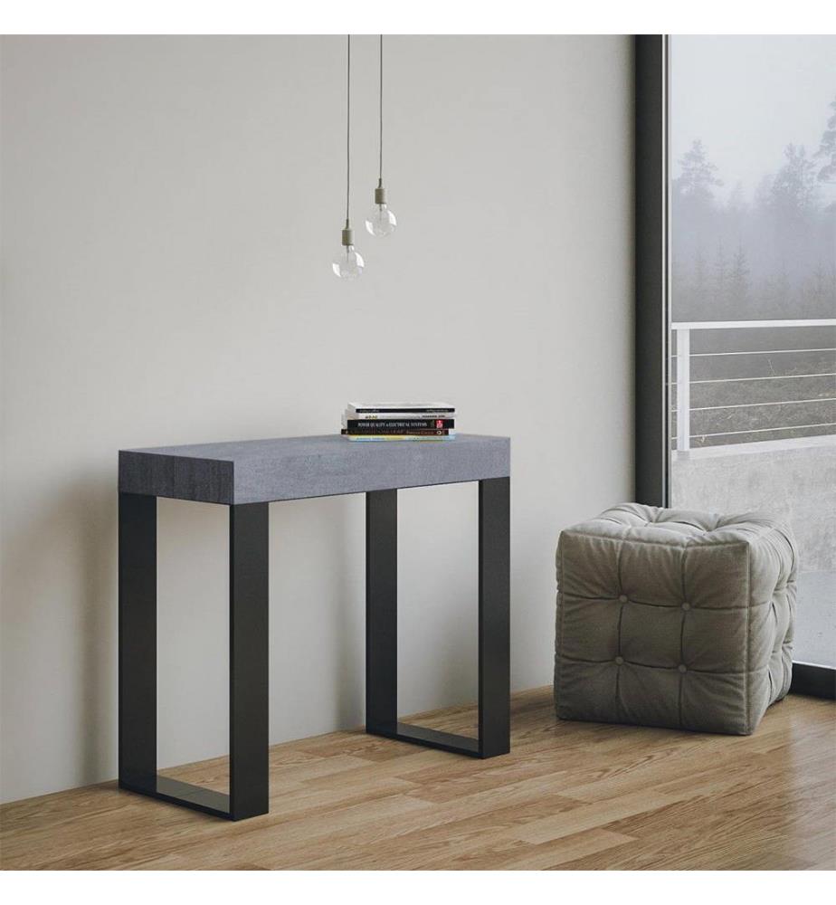 Console Extensible Tecno Small 40-196x90 cm - Gris et Anthracite