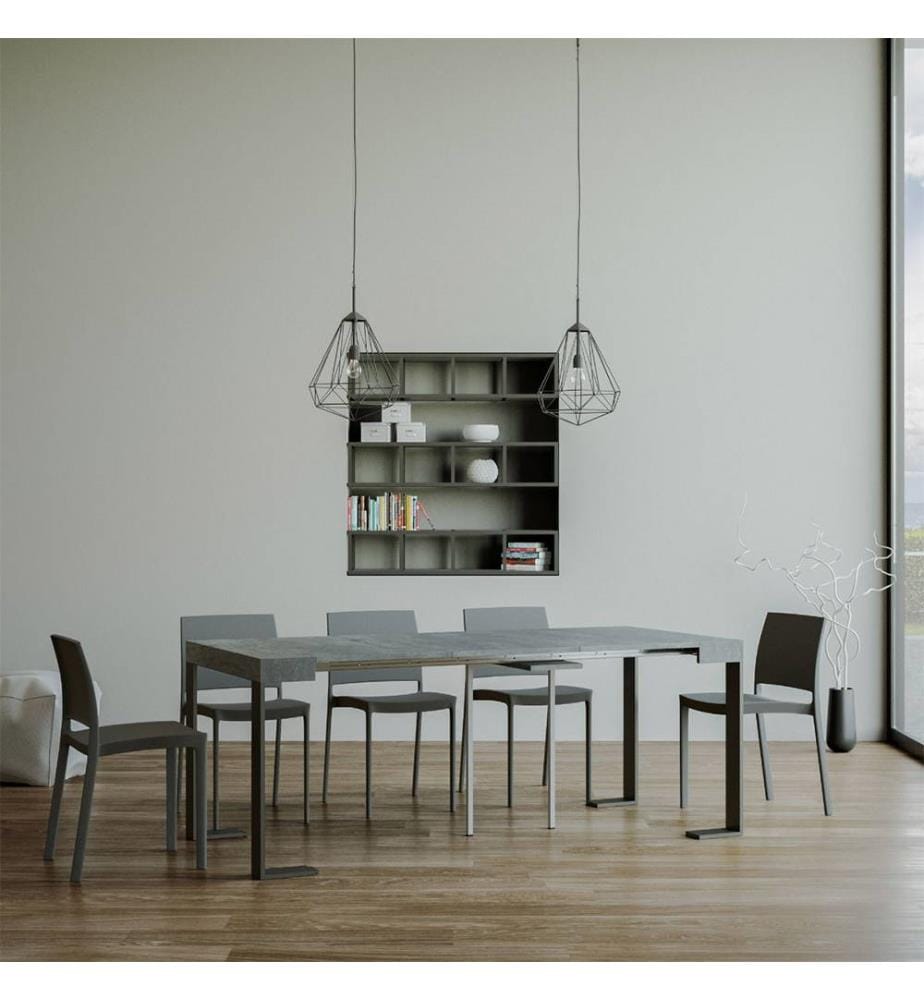 Console Extensible Tecno Small 40-196x90 cm - Gris et Anthracite
