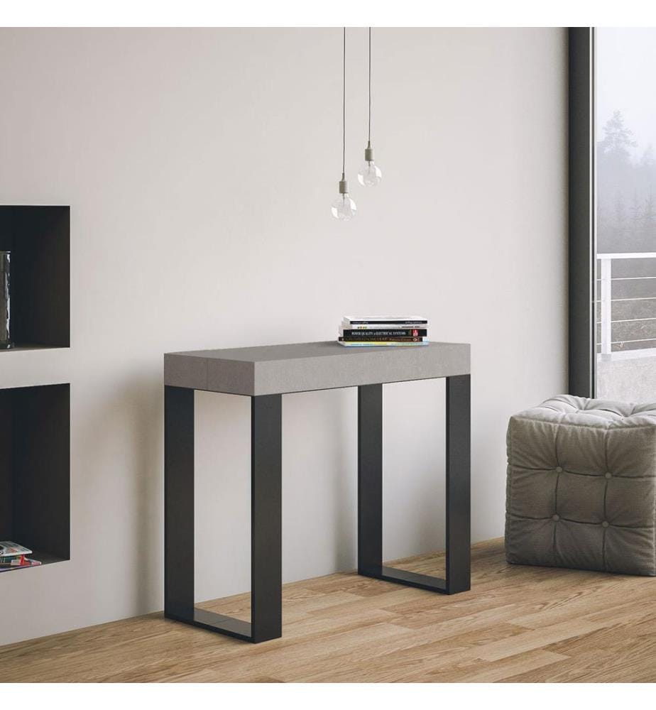 Console Extensible 90x40-196 cm Tecno Small cachemire - Gris & Anthracite