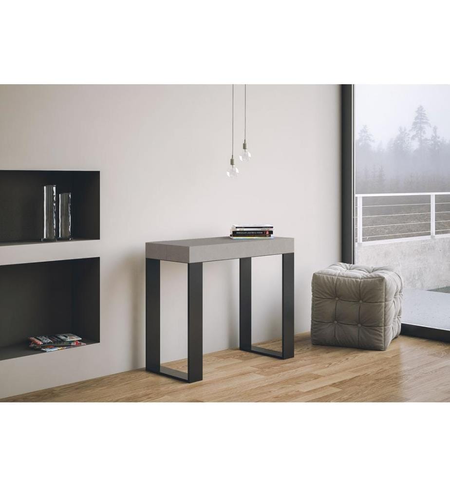 Console Extensible 90x40-196 cm Tecno Small cachemire - Gris & Anthracite