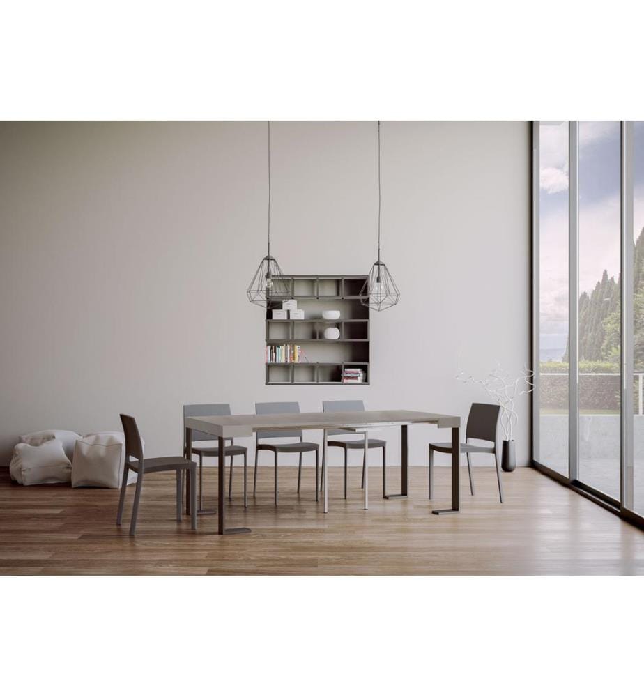 Console Extensible 90x40-196 cm Tecno Small cachemire - Gris & Anthracite