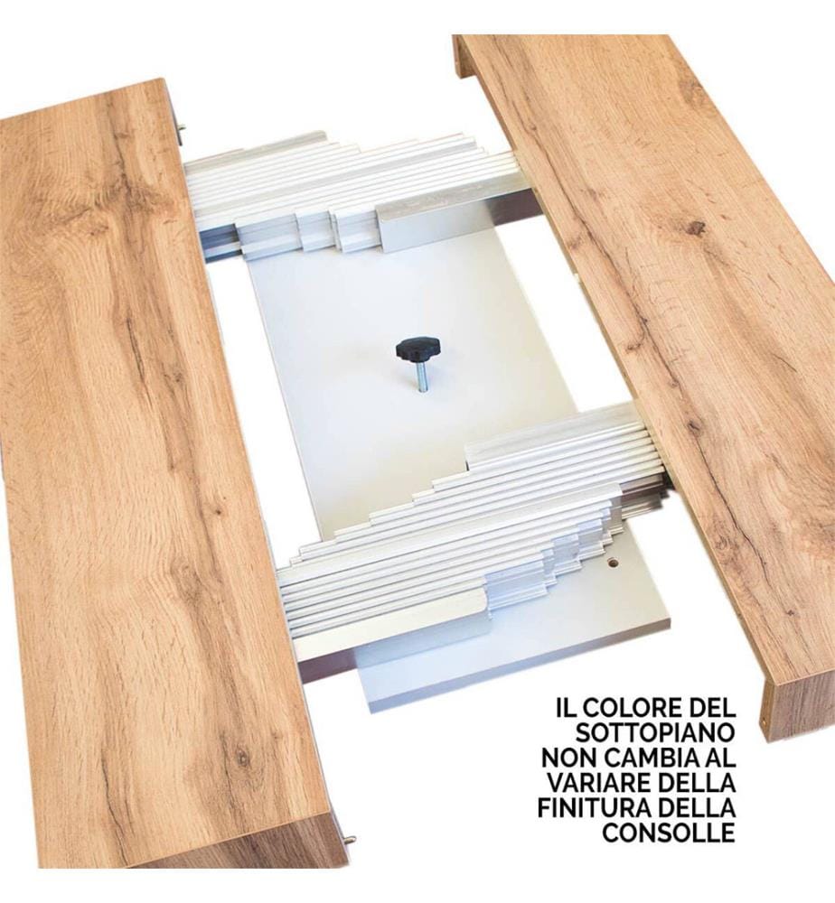 Table Console Extensible 90x40-196 cm Tecno Small Noyer - Blanc