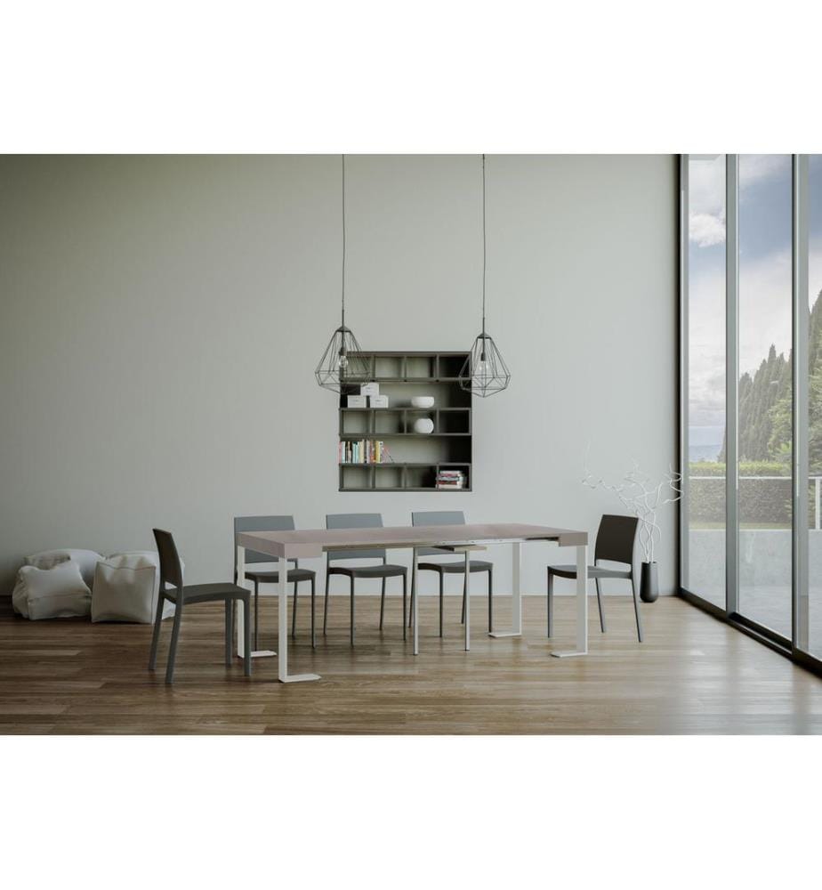 Console Extensible 90x40-196 cm Tecno Small cachemire - Gris & Blanc