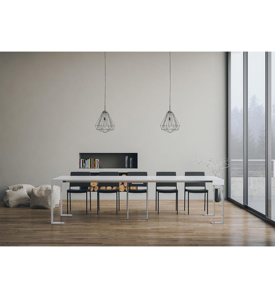 Table Console Extensible 90x40-300 cm Tecno Frêne - Blanc