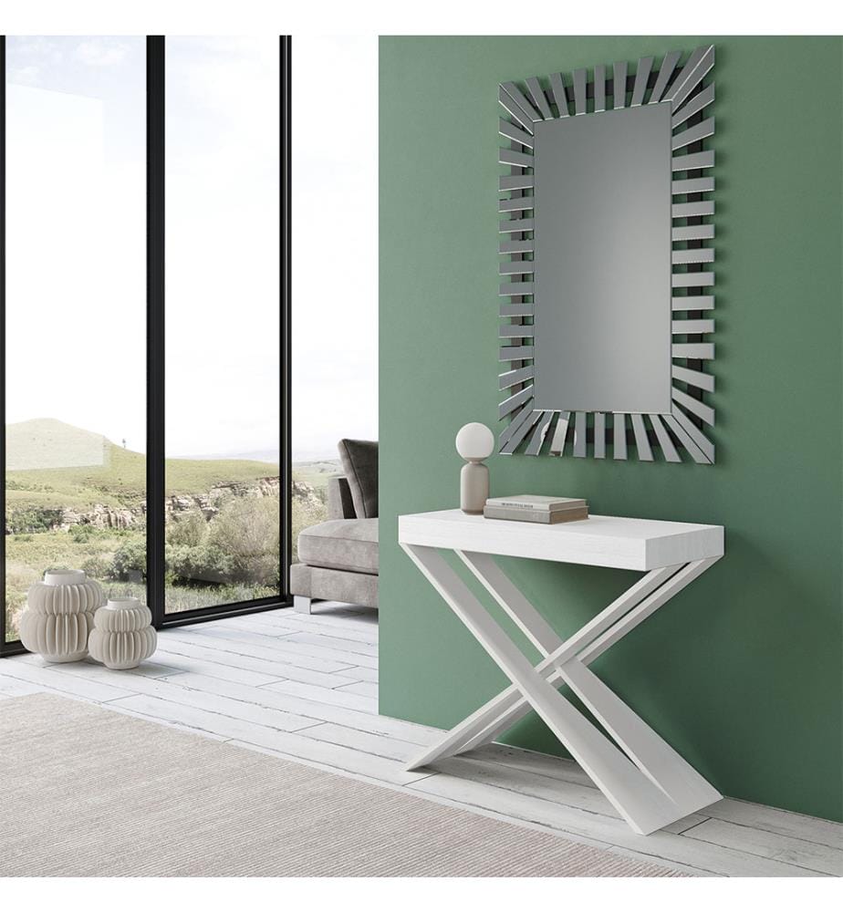 Table console extensible 90x40-196 cm Diago Small Frêne - Blanc