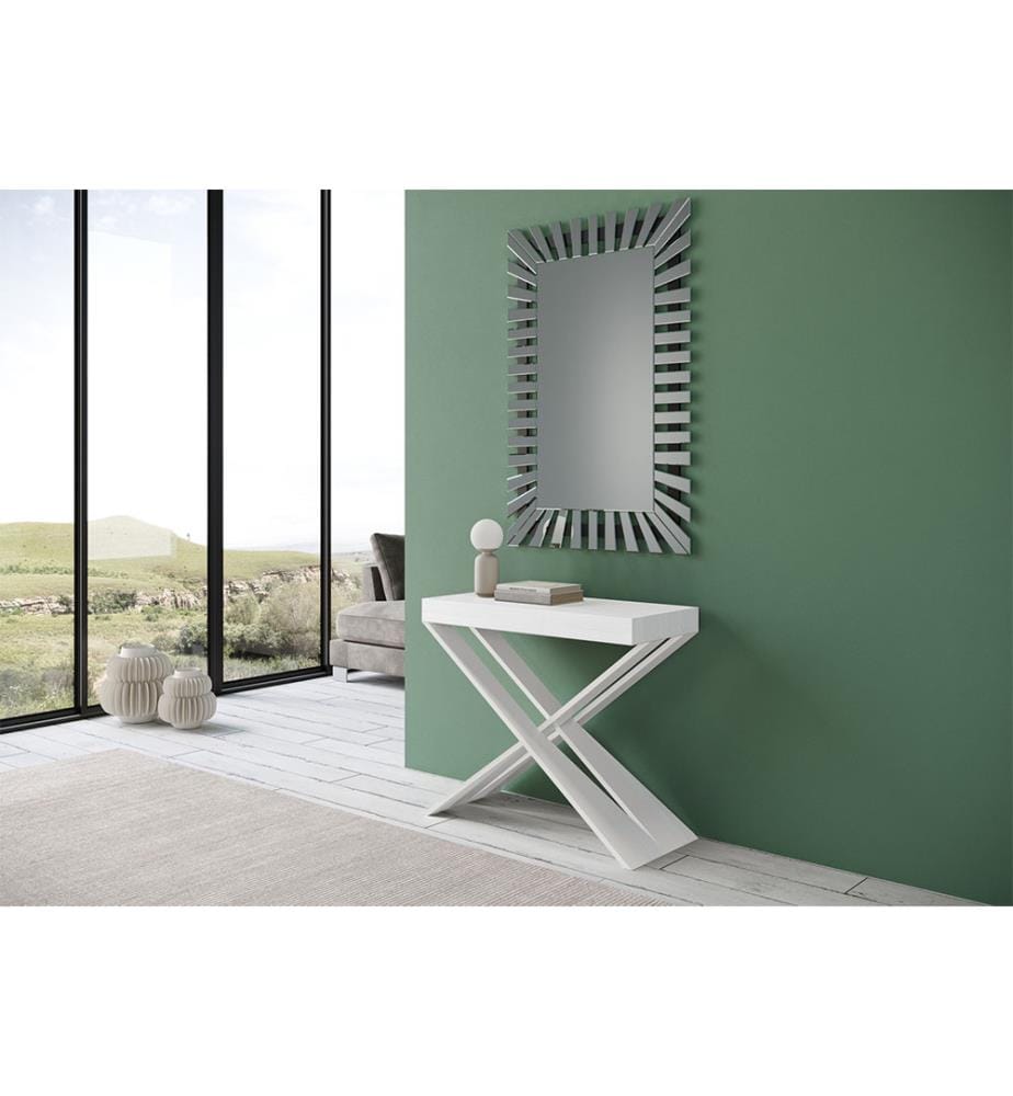 Table console extensible 90x40-196 cm Diago Small Frêne - Blanc