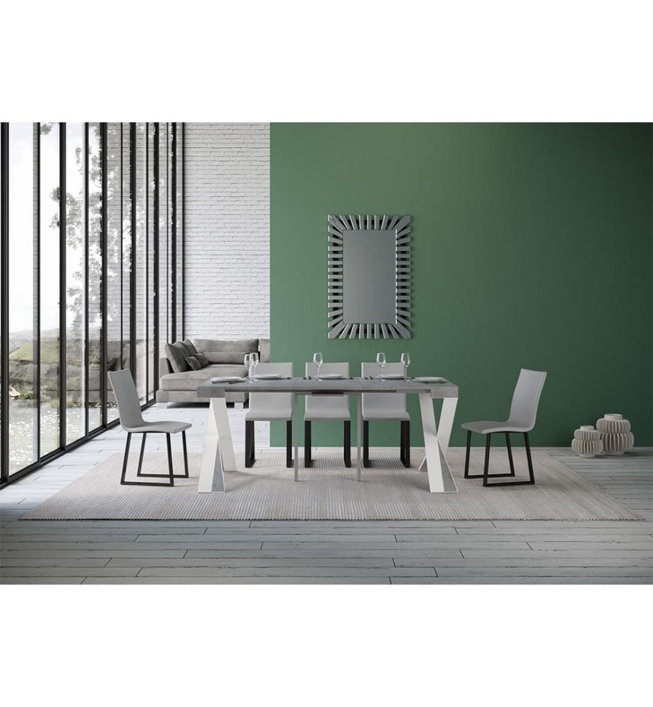 Table console extensible 90x40-196 cm Diago Small Ciment - Blanc