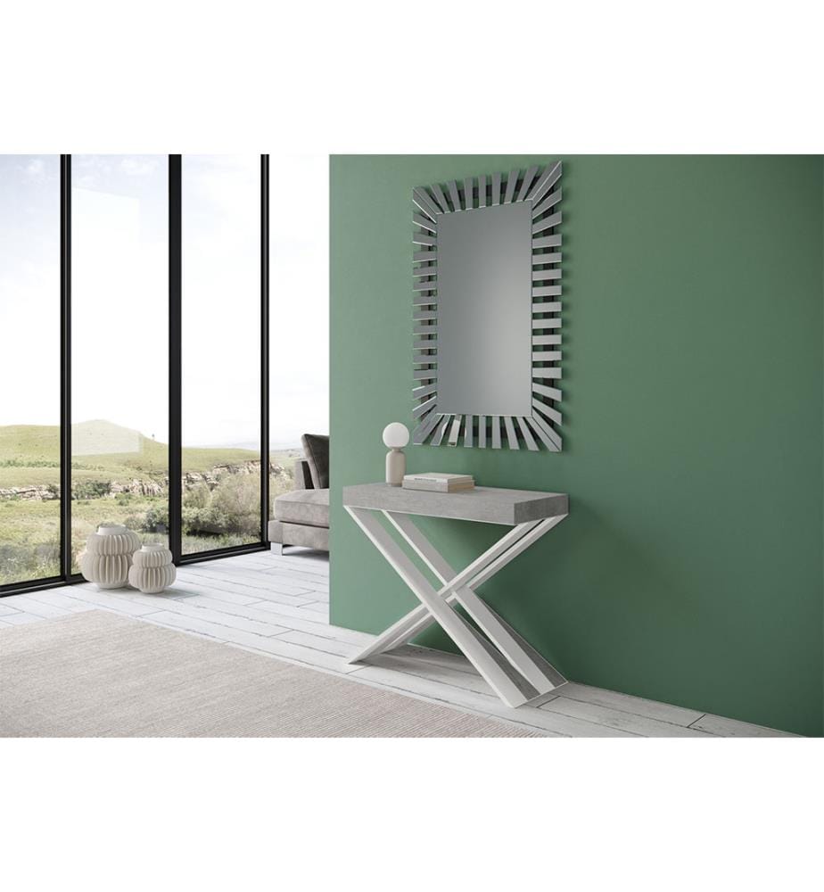 Table console extensible 90x40-300 cm Diago Ciment - Blanc