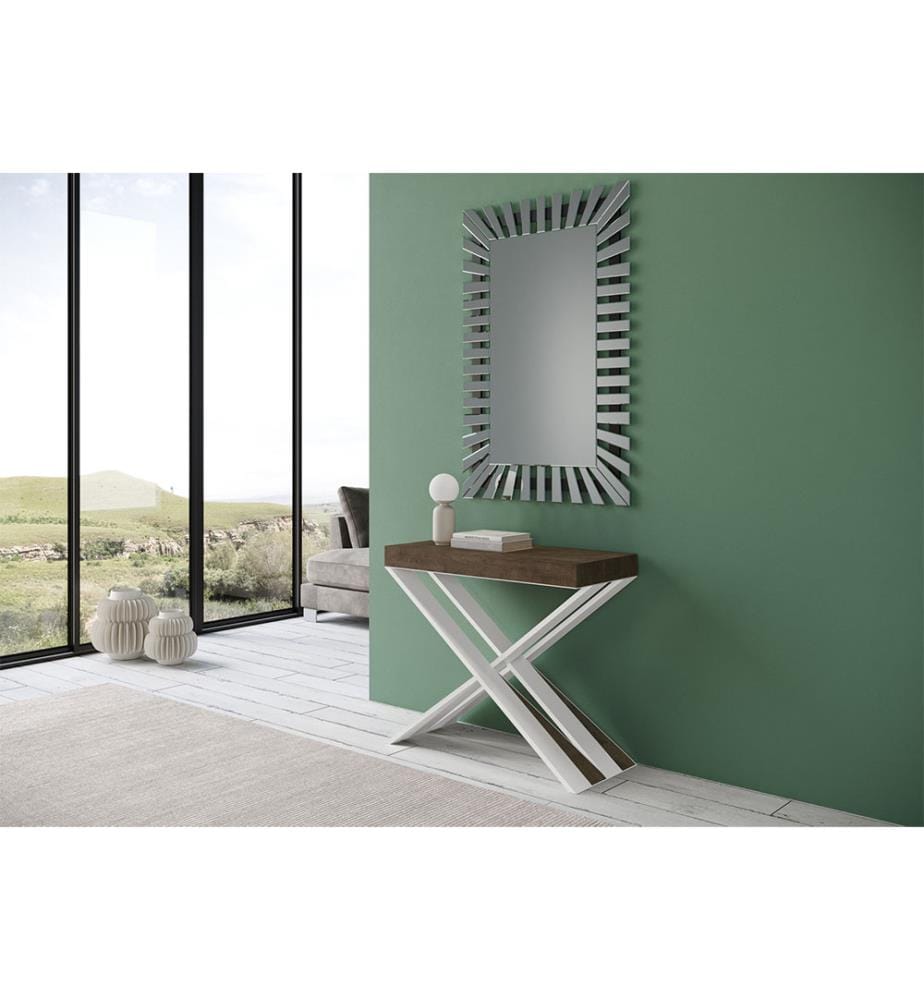 Ausziehbarer Konsolentisch 90x40-300 cm Diago Nussbaum - Weiss