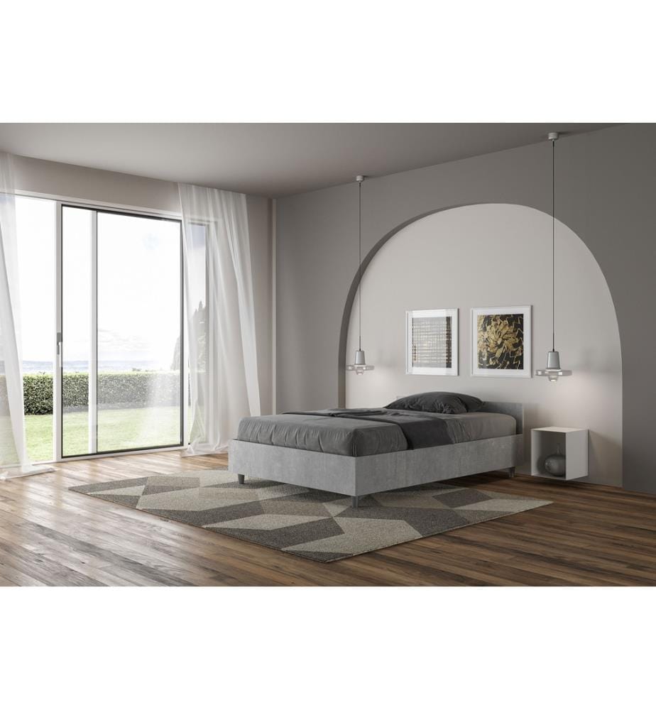 Lit avec sommier 120x200 ciment Nuamo