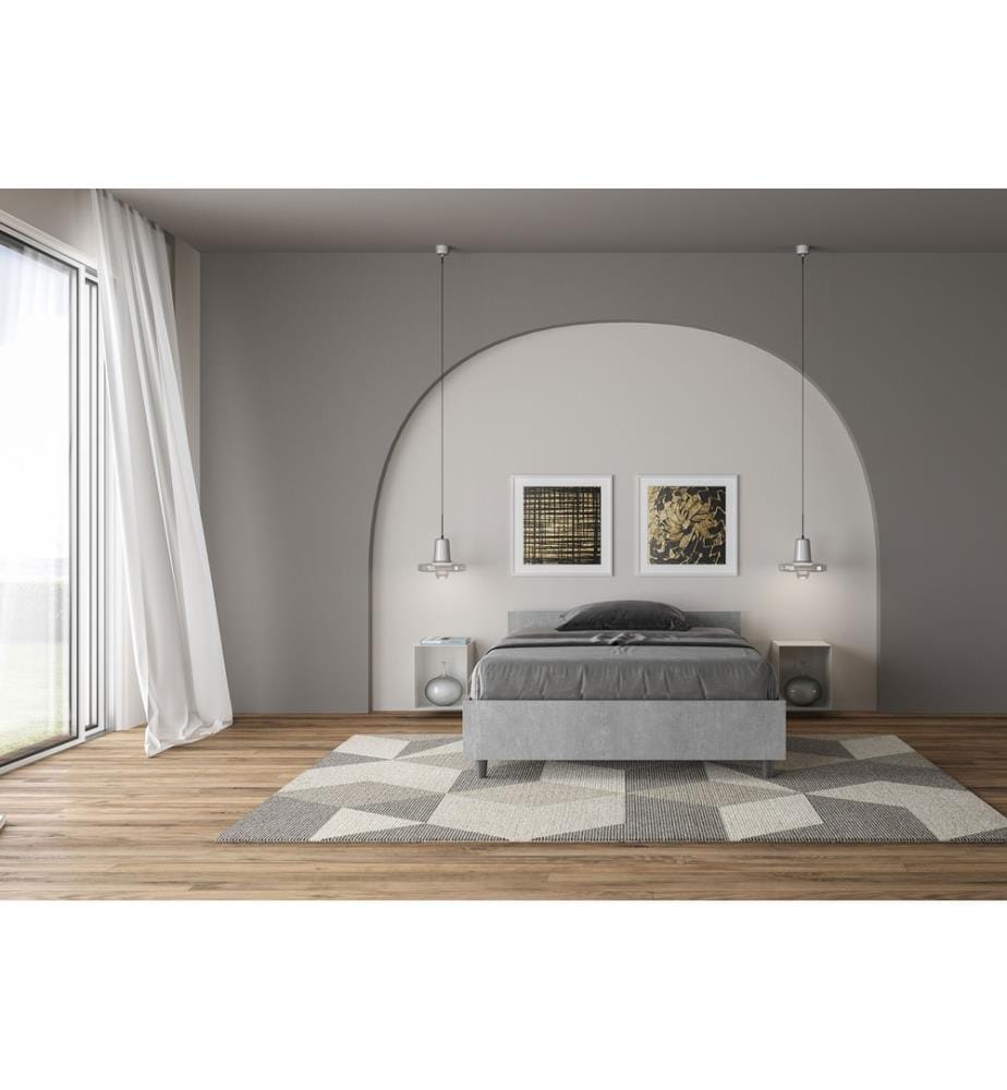 Bett mit Lattenrost 120x190 Zement Nuamo