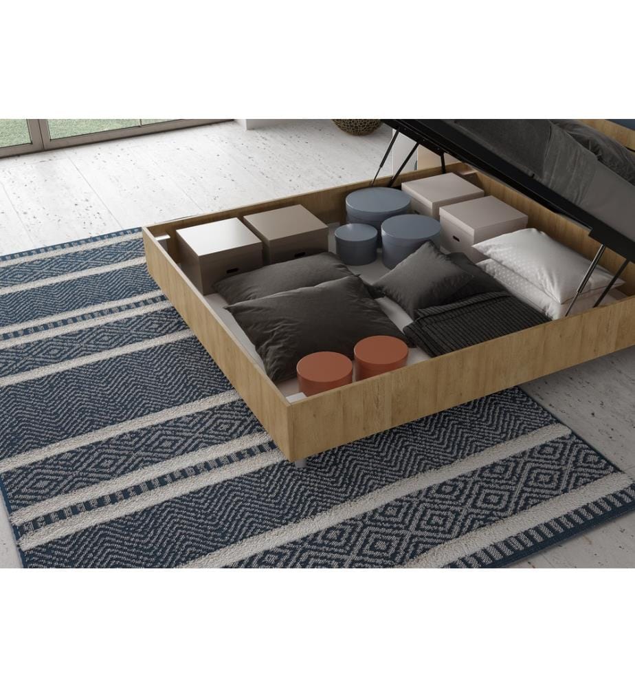 Lit avec sommier 160x200 tête droite avec lattes en bois chêne naturel Ankel