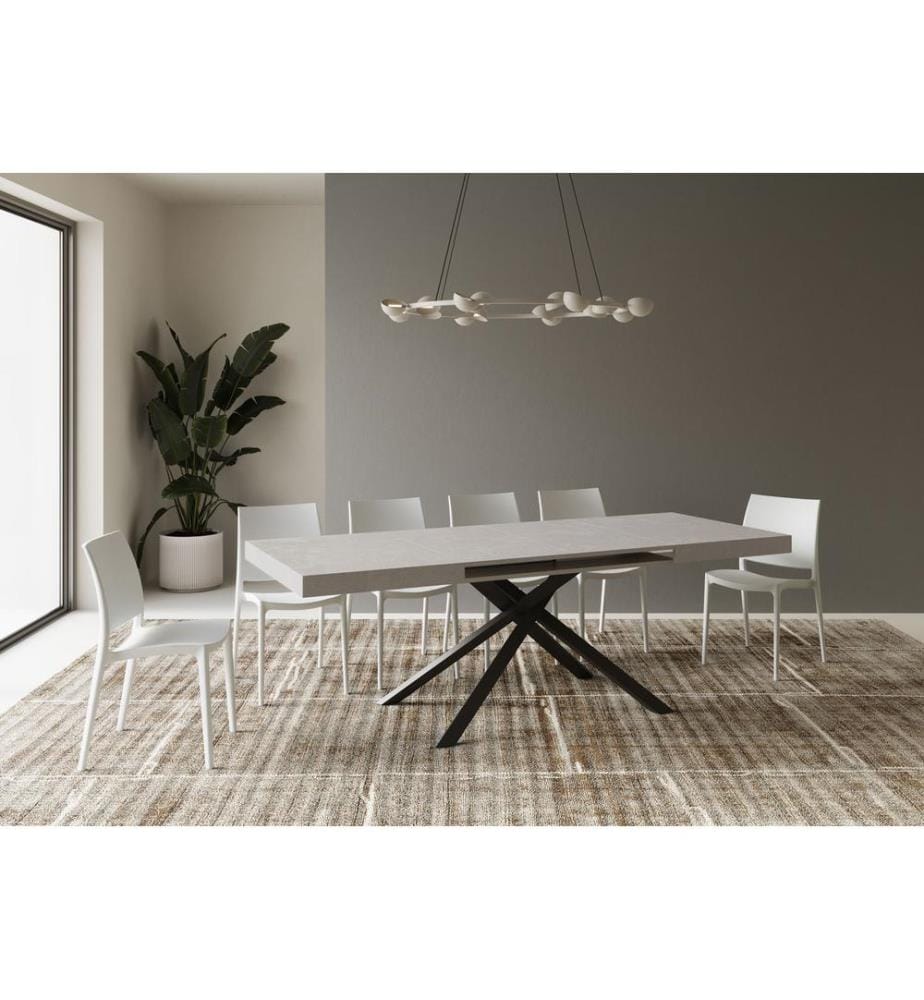 Ausziehbarer Tisch 120x90-224 cm Karida Kaschmir - Grau & Anthrazit