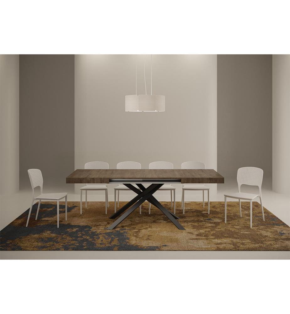Table extensible 120x90-224 cm Karida - Marron, Anthracite