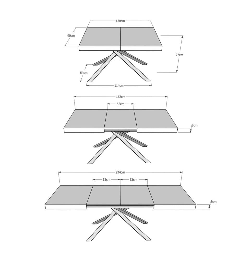 Table extensible 130x90-234 cm Karida frêne - blanc, anthracite