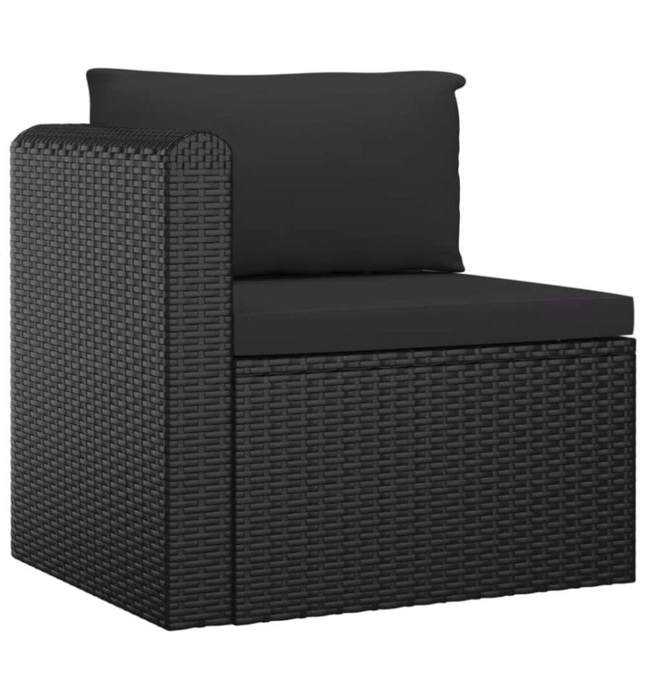 Salon de jardin 9 pcs avec coussins Résine tressée Noir