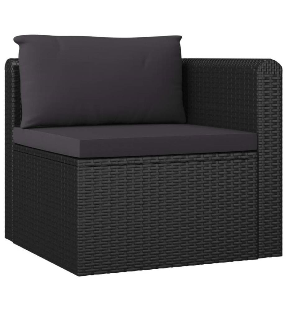 Salon de jardin 9 pcs avec coussins Résine tressée Noir