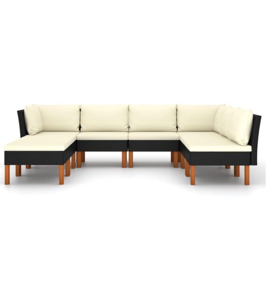 Salon de jardin 8 pcs avec coussins Résine tressée Noir