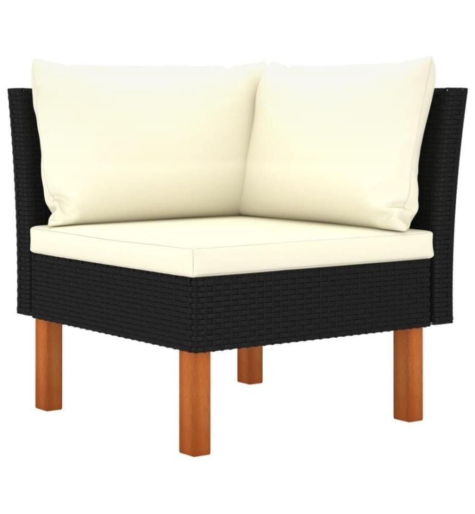 Salon de jardin 8 pcs avec coussins Résine tressée Noir