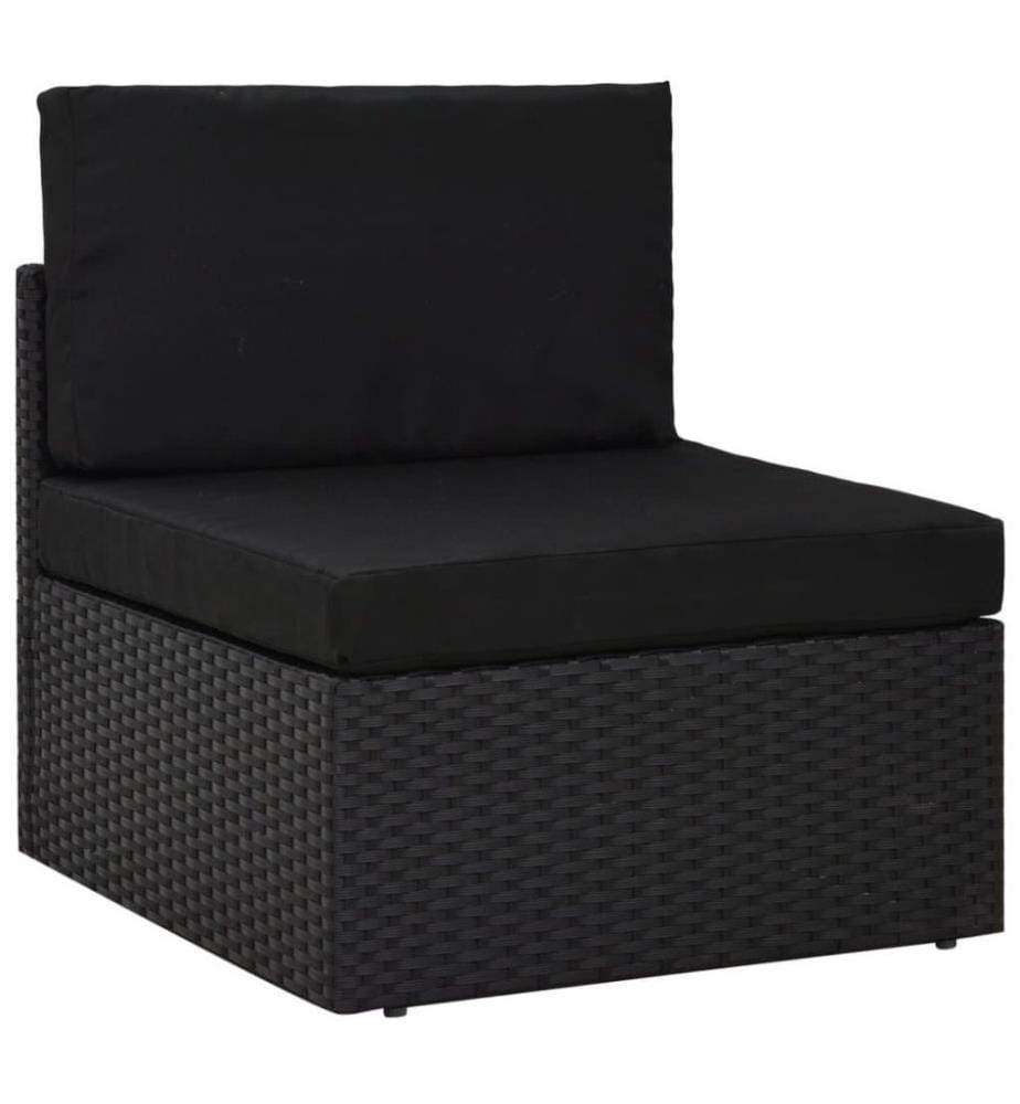 9-tlg. Garten-Lounge-Set mit Kissen Schwarz Poly Rattan