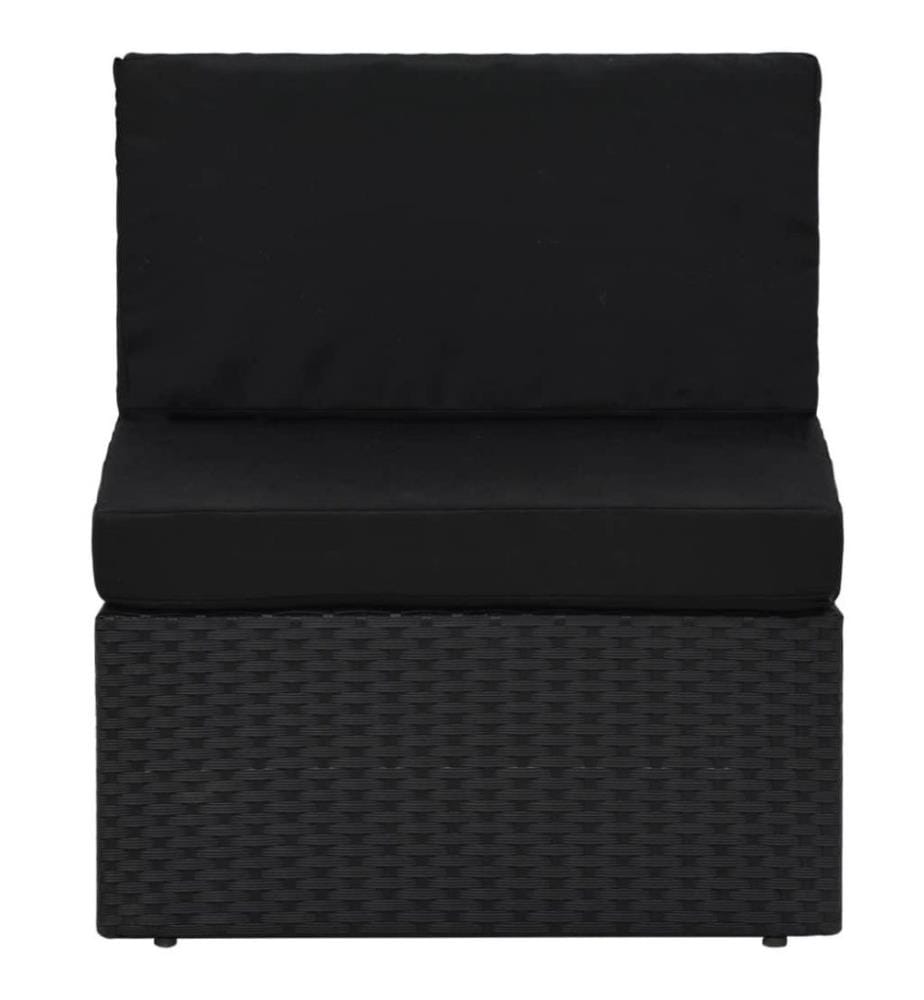 9-tlg. Garten-Lounge-Set mit Kissen Schwarz Poly Rattan