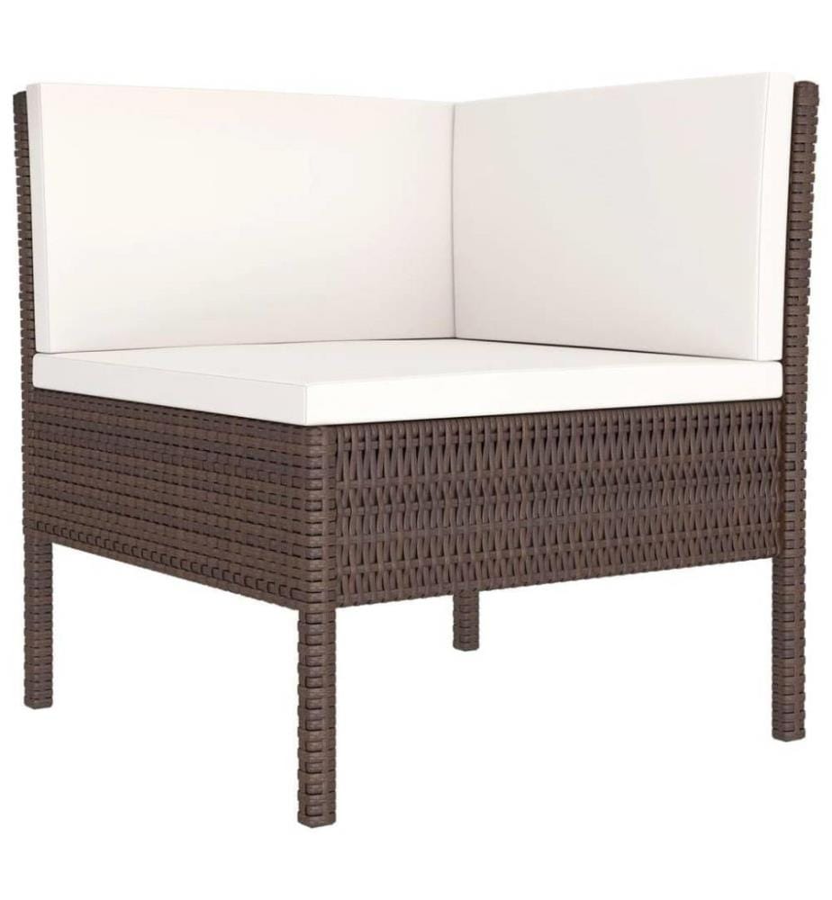 9-tlg. Garten-Lounge-Set mit Auflagen Poly Rattan Braun