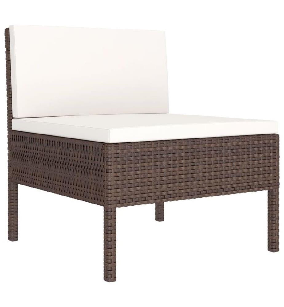 9-tlg. Garten-Lounge-Set mit Auflagen Poly Rattan Braun