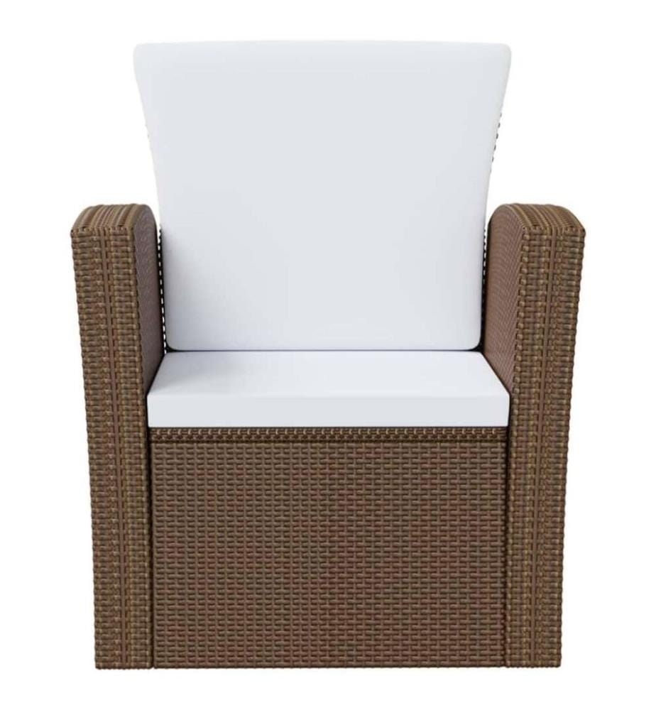 8-tlg. Garten-Lounge-Set mit Auflagen Poly Rattan Braun