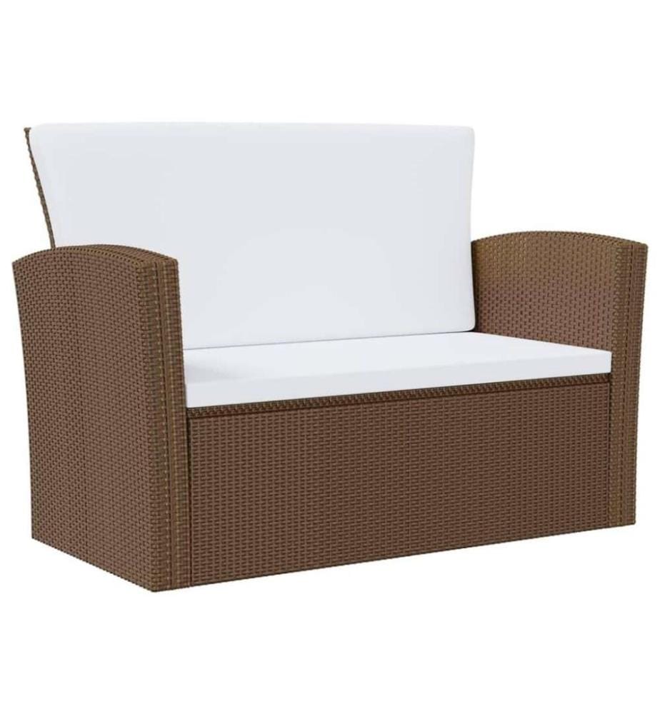 8-tlg. Garten-Lounge-Set mit Auflagen Poly Rattan Braun