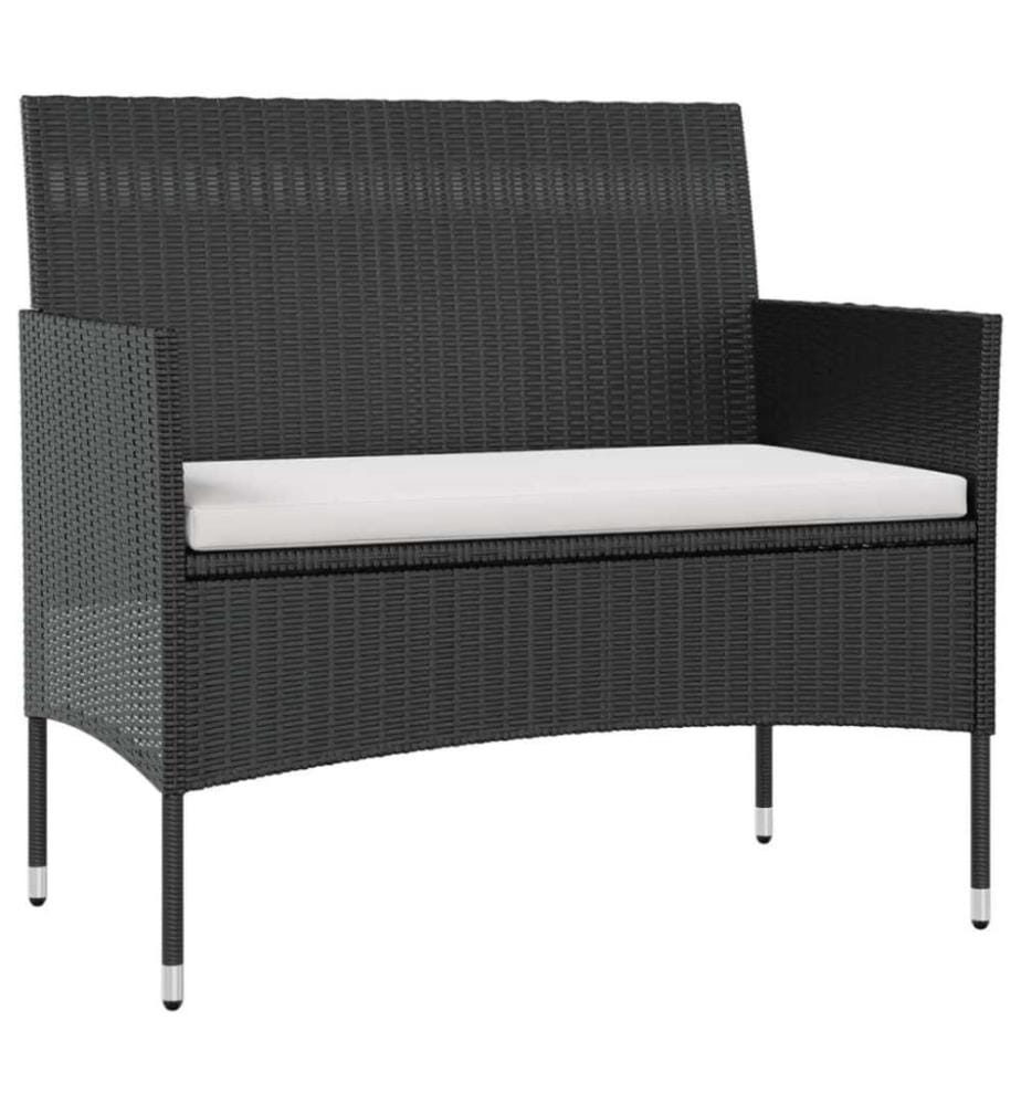 Salon de jardin 8 pcs avec coussins Résine tressée Noir