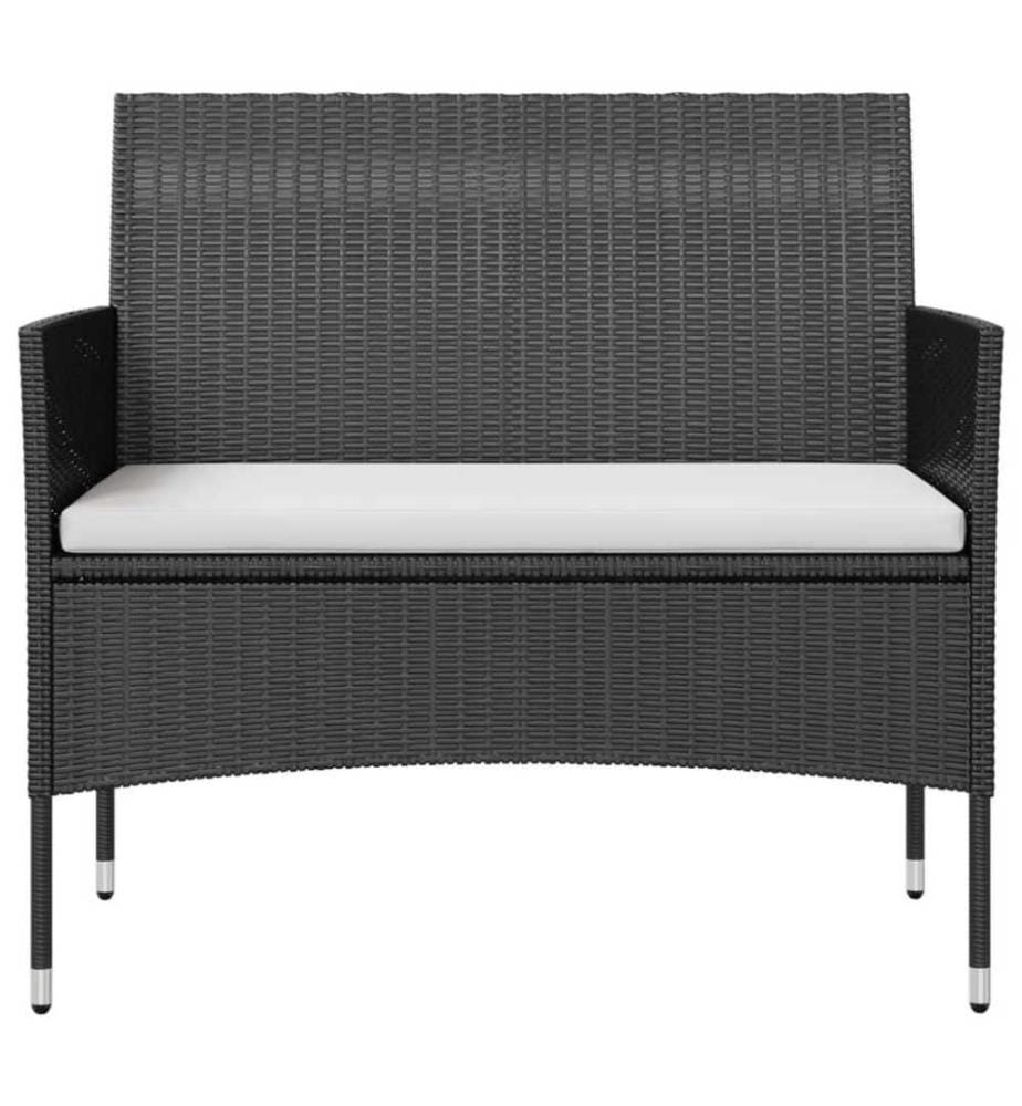 Salon de jardin 8 pcs avec coussins Résine tressée Noir