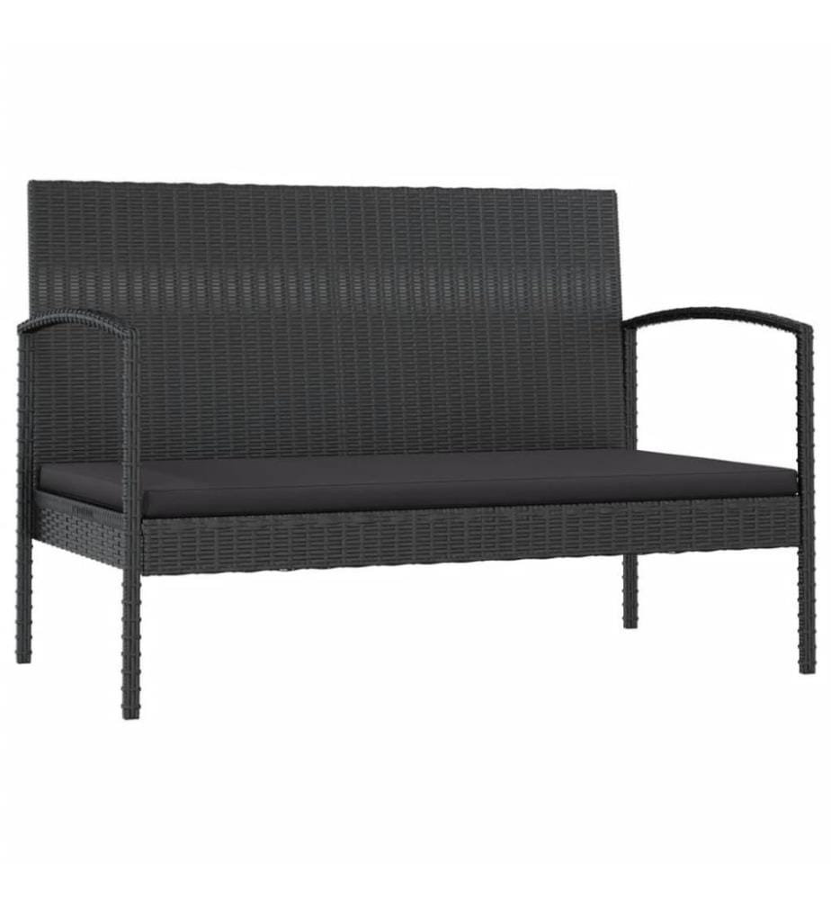 Salon de jardin 8 pcs avec coussins Résine tressée Noir