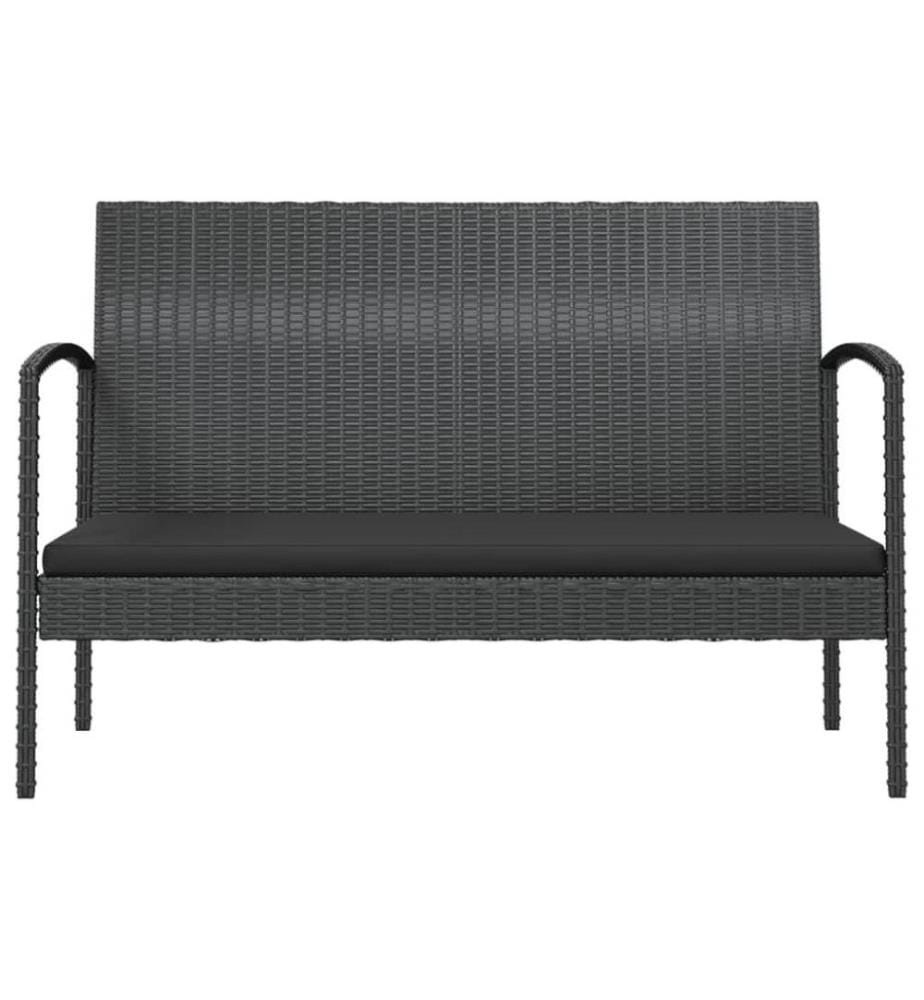 Salon de jardin 8 pcs avec coussins Résine tressée Noir