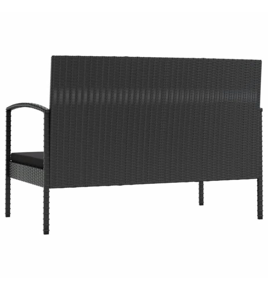 Salon de jardin 8 pcs avec coussins Résine tressée Noir