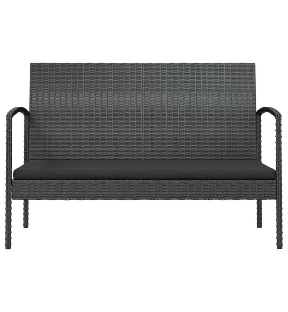 16-tlg. Garten-Lounge-Set mit Auflagen Poly Rattan Schwarz