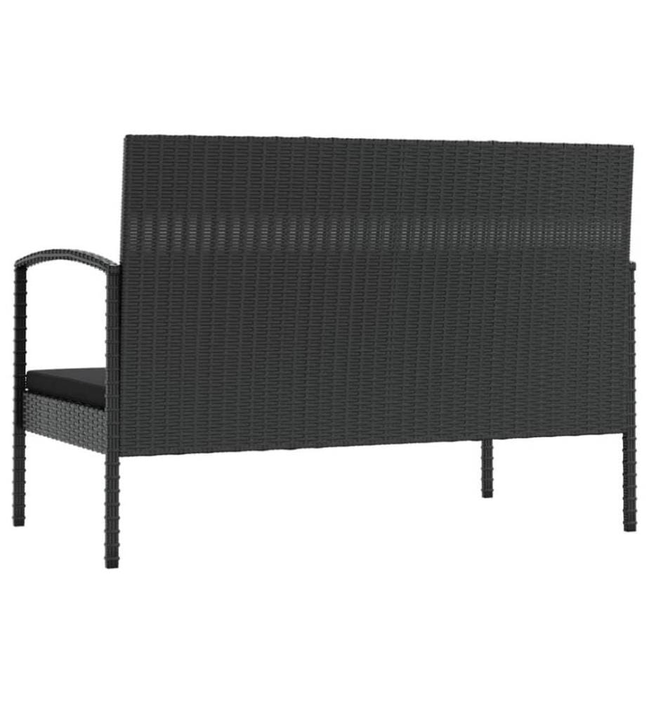 16-tlg. Garten-Lounge-Set mit Auflagen Poly Rattan Schwarz