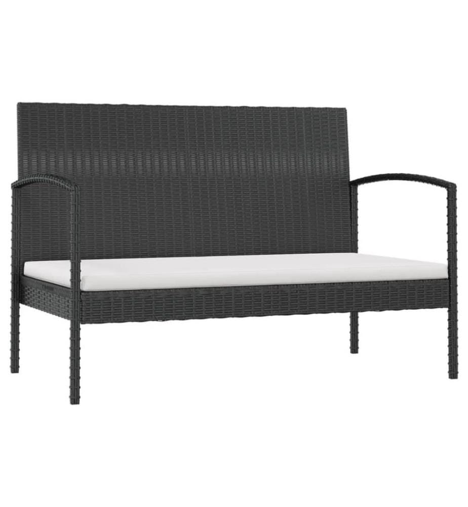 Salon de jardin 8 pcs avec coussins Résine tressée Noir