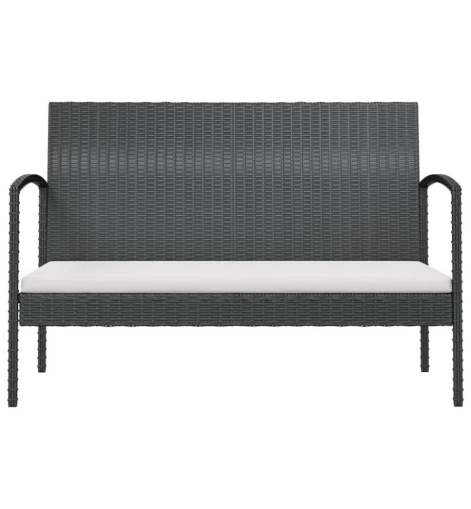 Salon de jardin 8 pcs avec coussins Résine tressée Noir