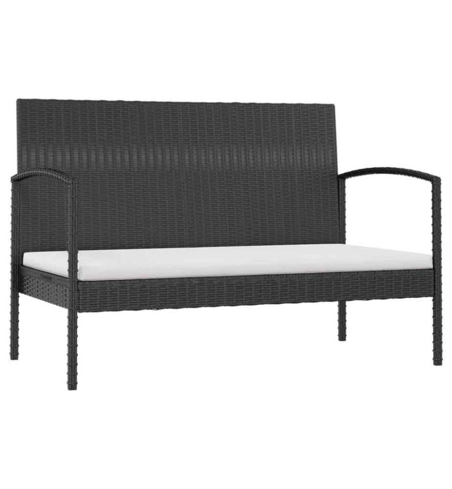 Salon de jardin 16 pcs avec coussins Résine tressée Noir