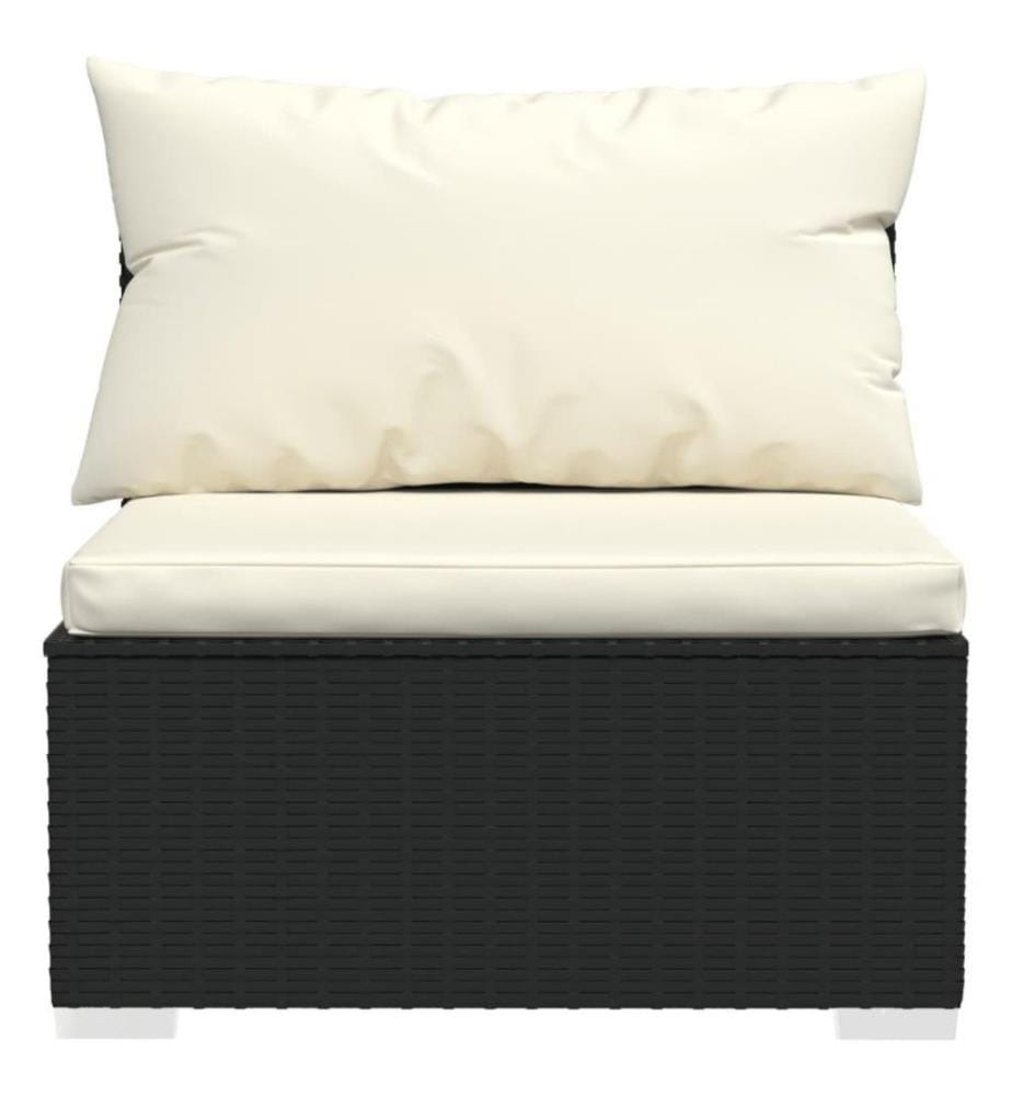 9-tlg. Garten-Lounge-Set mit Kissen Poly Rattan Schwarz