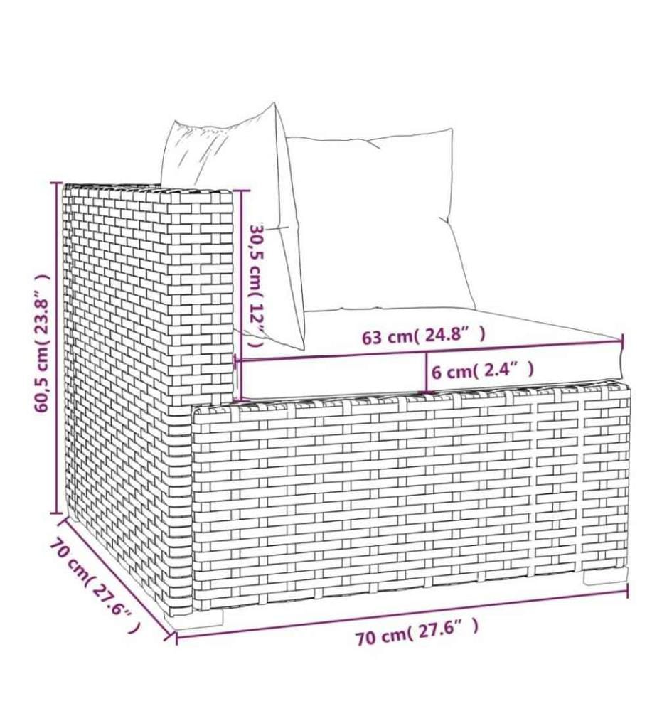 8-tlg. Garten-Lounge-Set mit Kissen Braun Poly Rattan