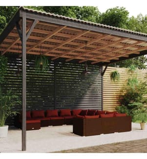 12-tlg. Garten-Lounge-Set mit Kissen Poly Rattan Braun