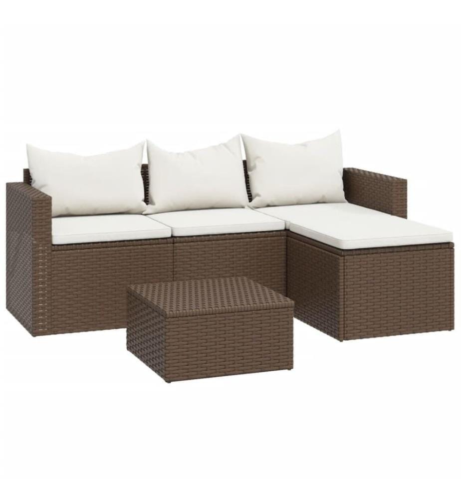 Garten-Lounge-Set Braun Poly Rattan