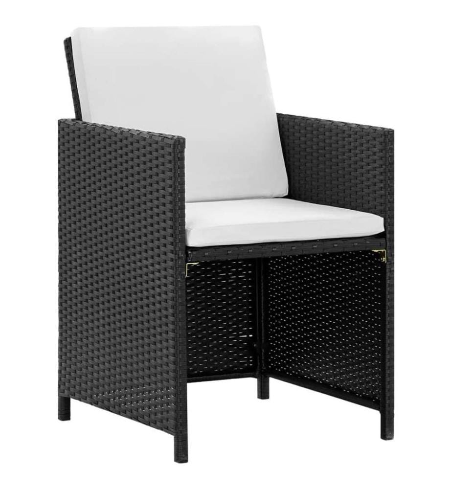 Salon de jardin 9 pcs avec coussins Résine tressée Noir