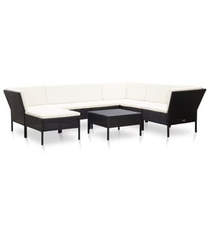 8-tlg. Garten-Lounge-Set mit Auflagen Poly Rattan Schwarz