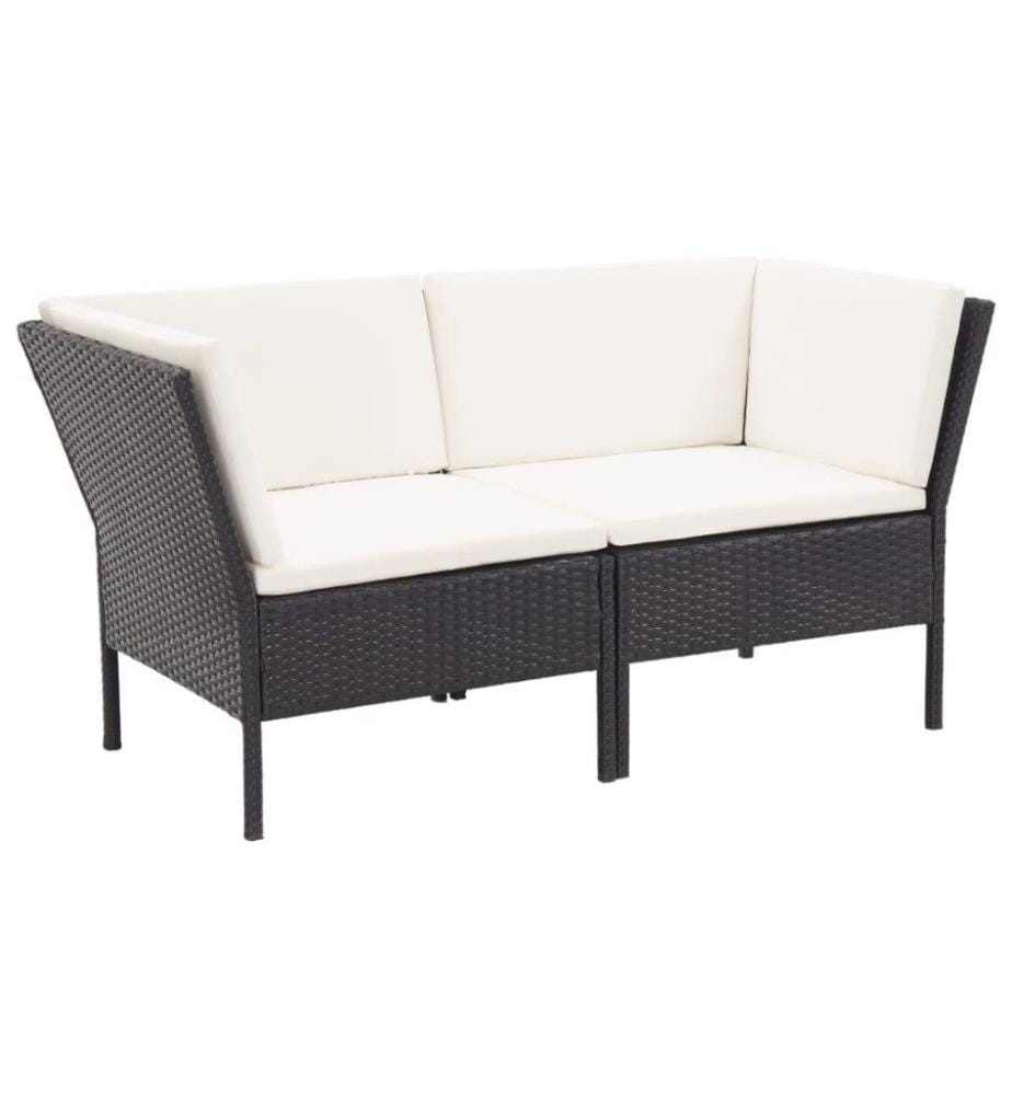 8-tlg. Garten-Lounge-Set mit Auflagen Poly Rattan Schwarz