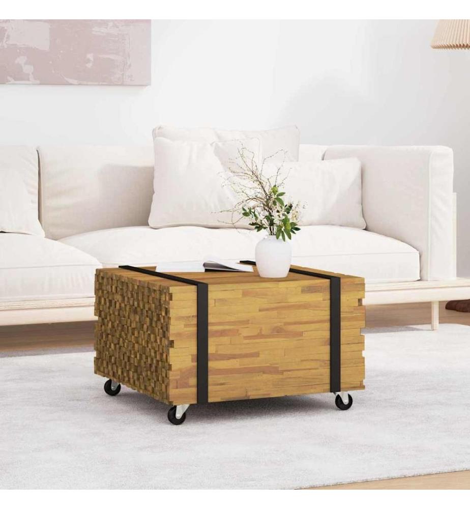 Tavolino basso Marrone 60 x 60 x 38 cm Legno di teck massiccio